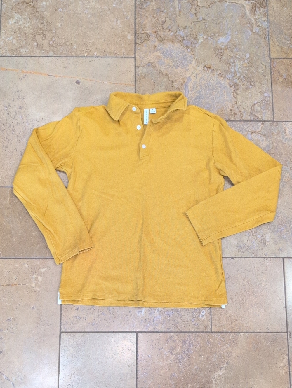 Janie and Jack boy's long sleeve polo. Gold. Size 18.
